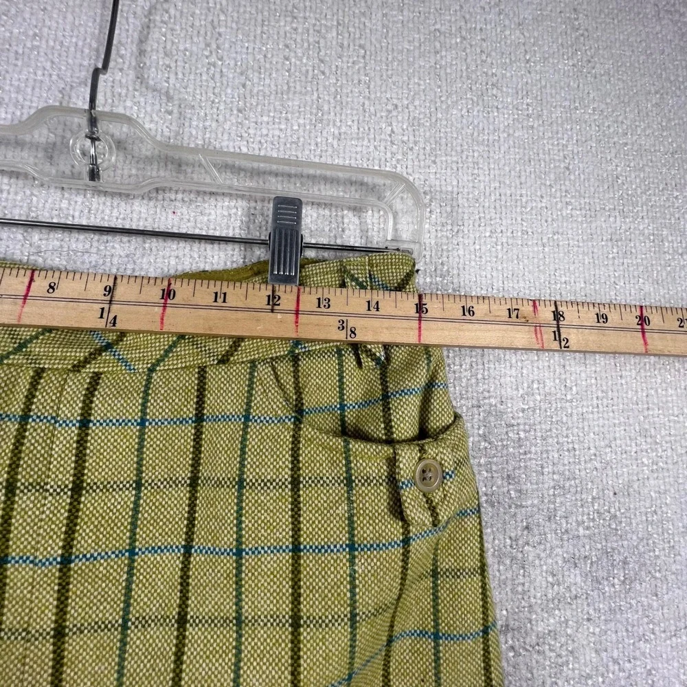 Ann Taylor Loft Olive Green Plaid Pleated Mini Skirt Size‎ 6 Wool Blend Academic